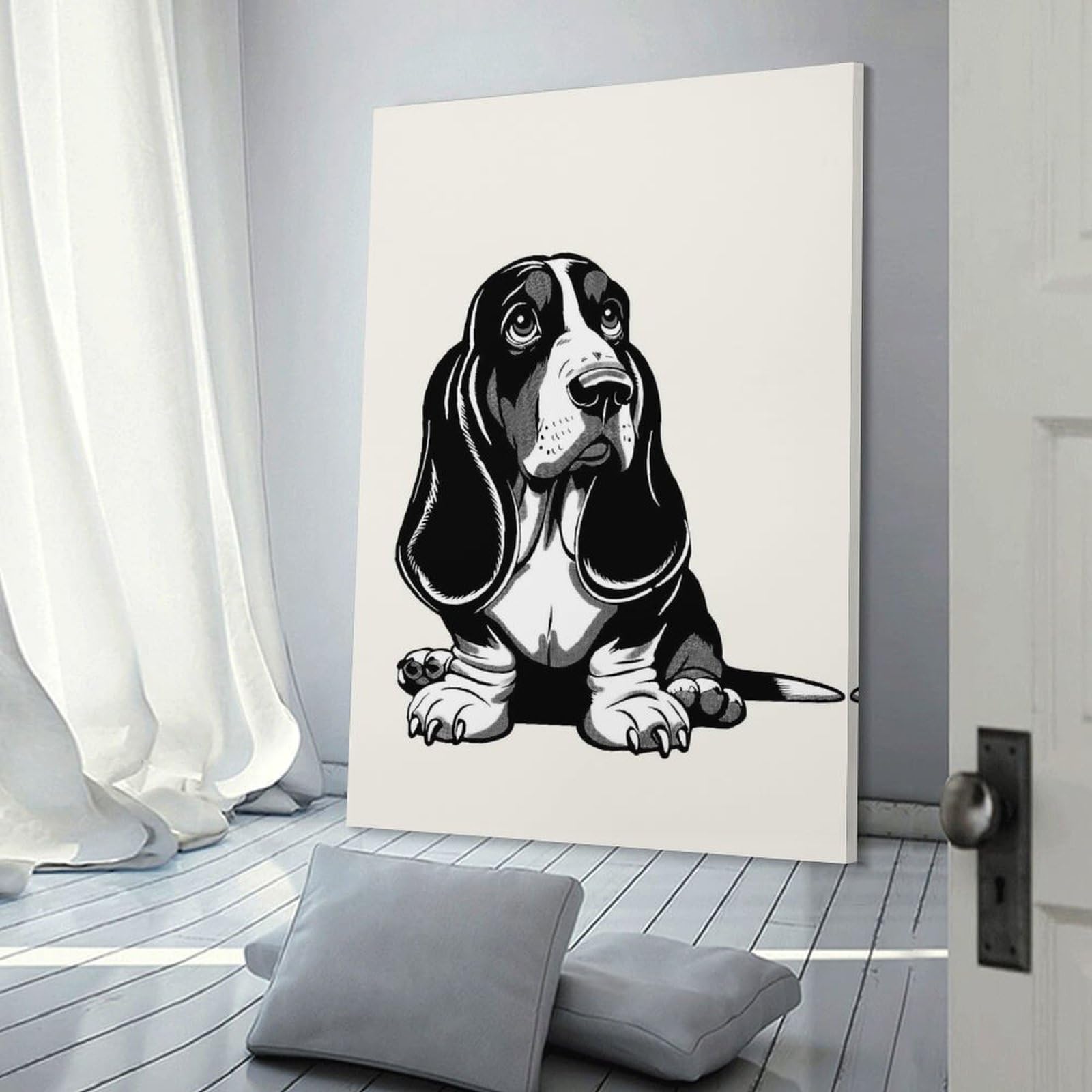 Junmoney Canvas Wall Decor Basset Hound(2), 24x36inch(60x90cm), for Gallery Wall Layouts in Home Or Office, Home Wall Art for Statement Displays