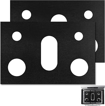 2 Pcs Gas Stove Burner Covers, PTFE Non-Stick Liners Black