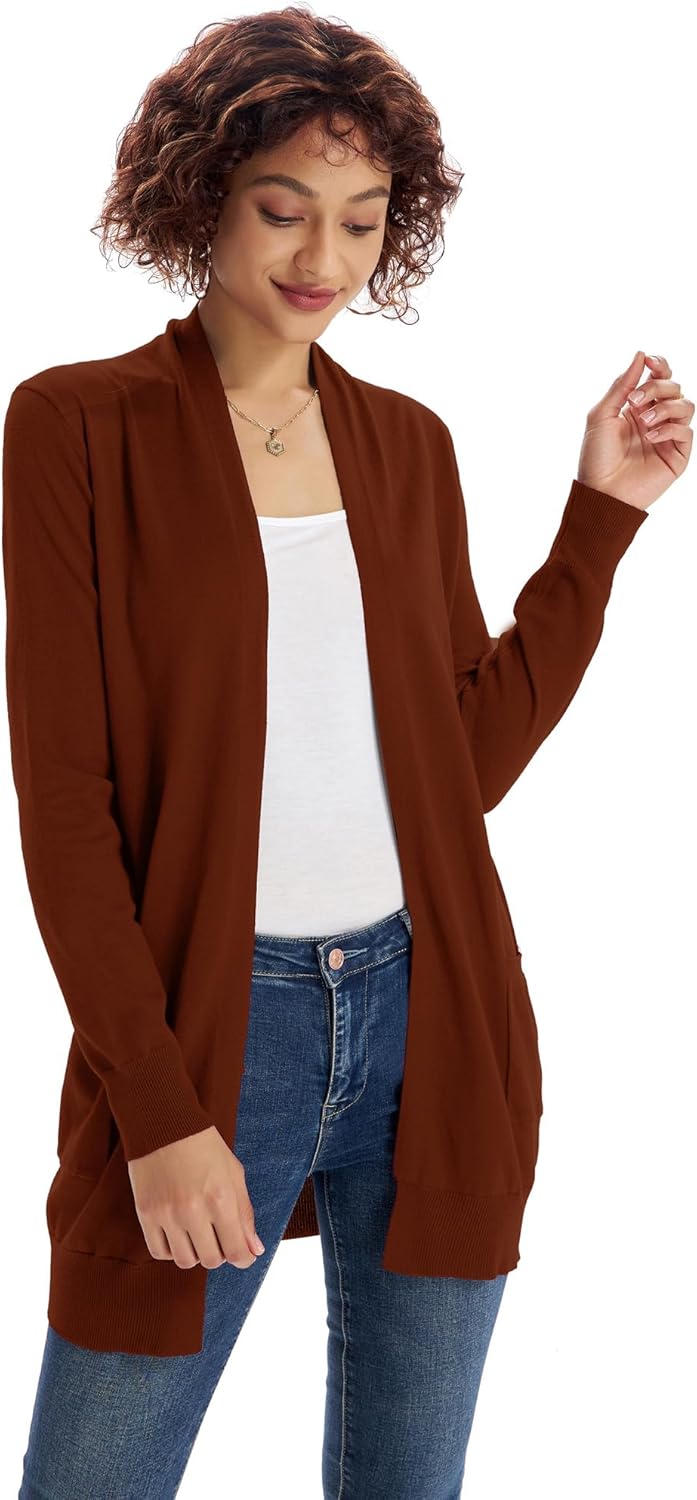 GRACE KARIN Women Lightweight Cardigan Sweaters with Pocket Long Sleeve Shrugs - Image 2