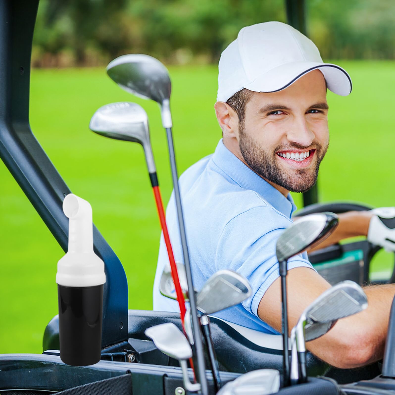 Golfsandbehälter für Golfwagen mit Halterung, Kunststoff und Eisen
