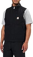 Carhartt Men's Loose Fit Washed Duck Sherpa-Lined Mock Neck Vest - Durable Warmth for Work & Outdoors