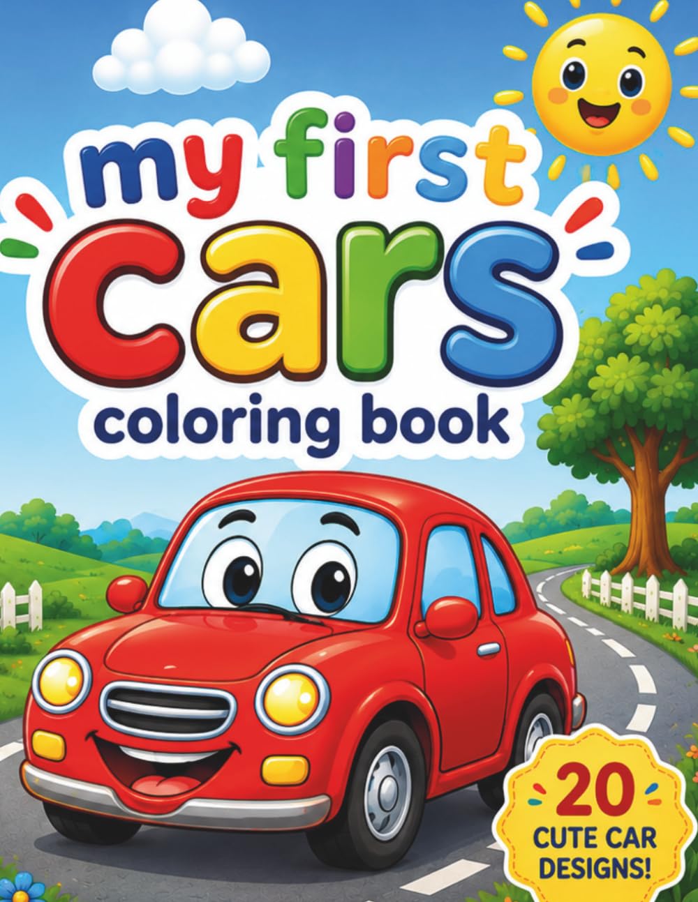 My First Cars Coloring Book: Cute and Simple Cars, Trucks and Vehicles for Toddlers and Preschool Kids