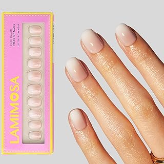 LAMIMOSA Press On Nails Extra Short Round 32er Set – Ombre Nägel zum Aufkleben mit Kleber, Soft Gel Fake Nails Extra Kurz Rund in 16 Größen, CAPPUCCINO