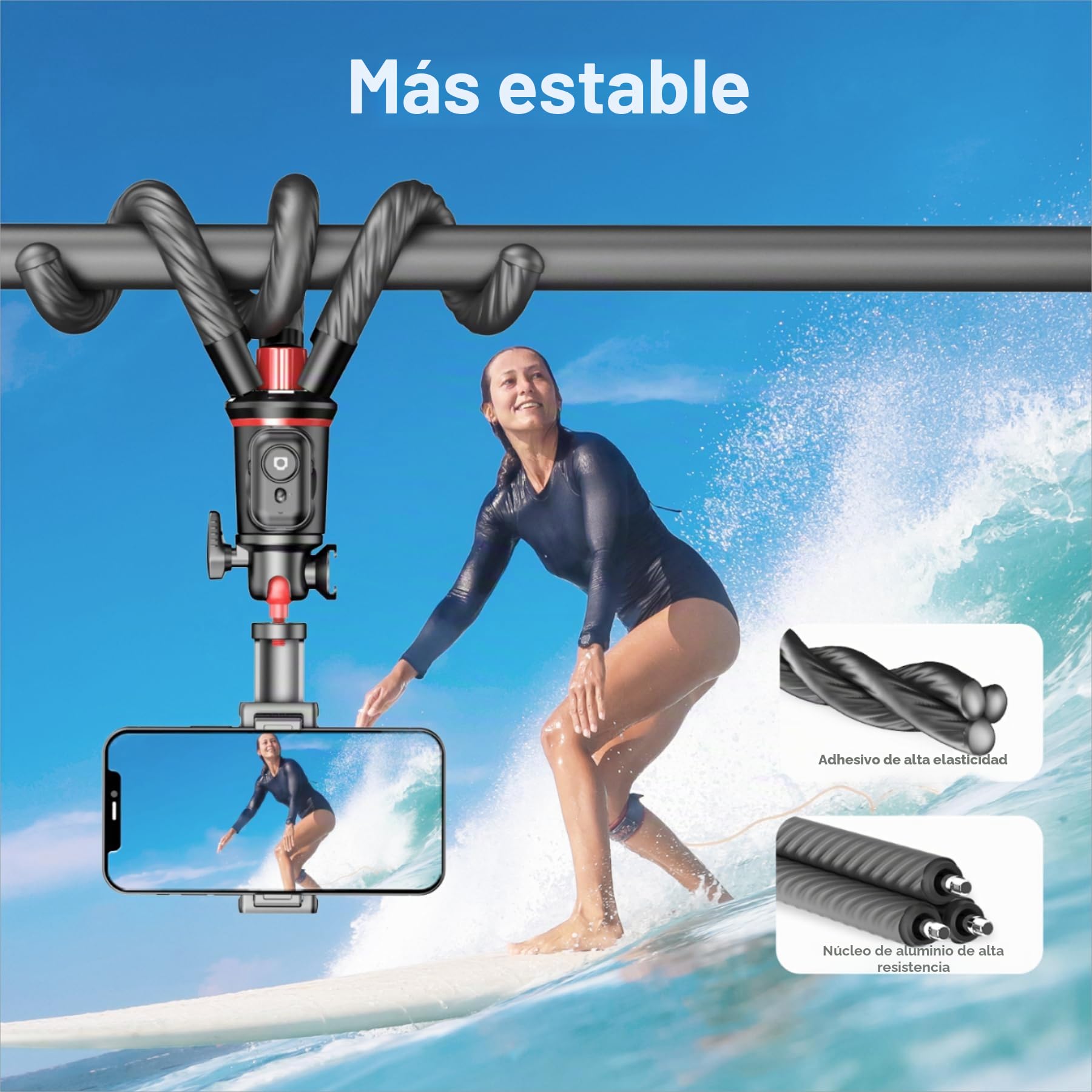 Fotopro Trípode para cámara, Mini trípode Flexible Extensible con Barra de extensión, Compatible con cámaras Canon, Nikon, Sony, teléfono