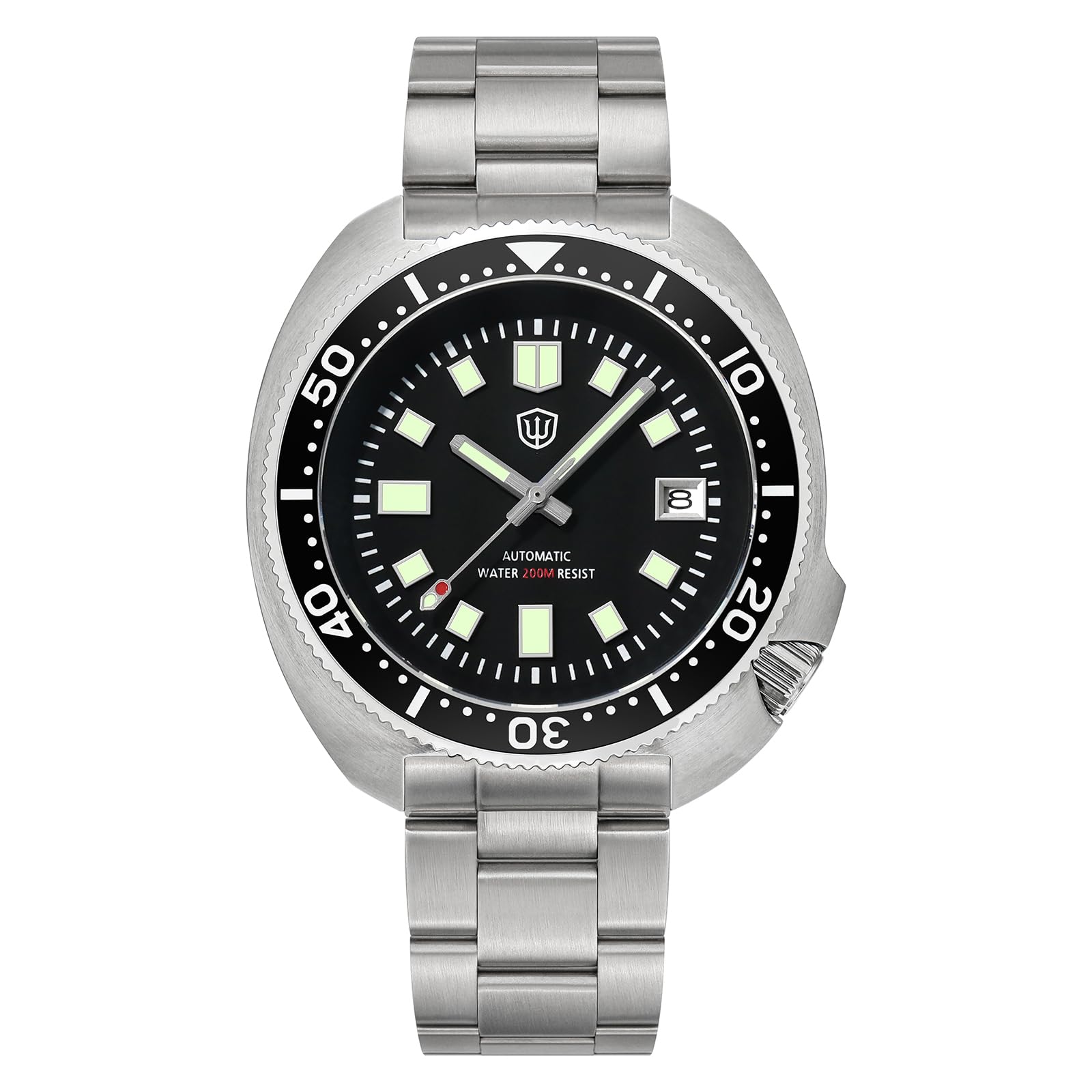 watchdives Automatische Taucheruhren für Herren WD6105, NH35-Uhrwerk Armbanduhr 200 M, Saphirglas Herrenuhr mit 316L-Edelstahlarmband Leuchtende Uhr