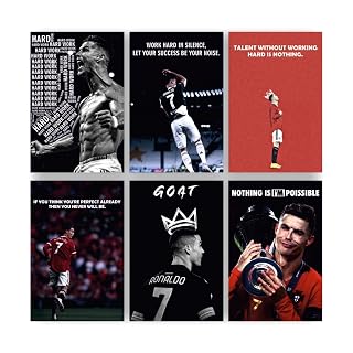 POSTER WALLAH Ronaldo Poster for Home Office and Student Room Wall | Aesthetic Poster | Wall Decor (12x8 Inch) Set of 6 Pieces