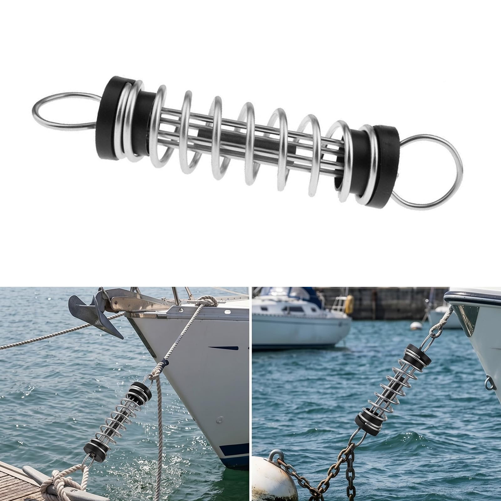 COOLHOOD Molla di ormeggio del grado marino con l'acciaio inossidabile dell'ammortizzatore di scossa del cuscinetto di gomma per l'acciaio inossidabile dell'ormeggio dell'yacht/ancore