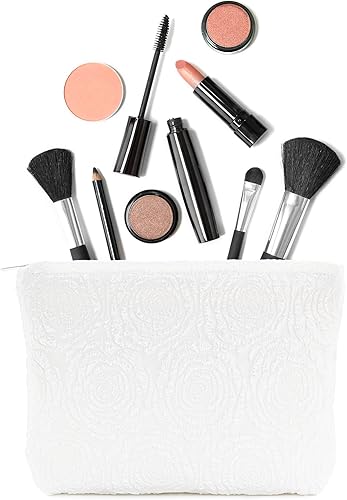 Miniatura 5 de PAZIMIIK Bolsas de maquillaje para monedero, bolsa de cosméticos con cremallera, Rosa Blanco