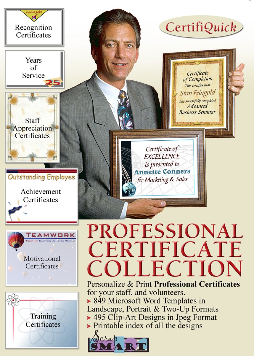 ScrapSMART - CertifiQuick - Professional Certificate - Software Collection - Jpeg &amp; Microsoft Word files [Download]