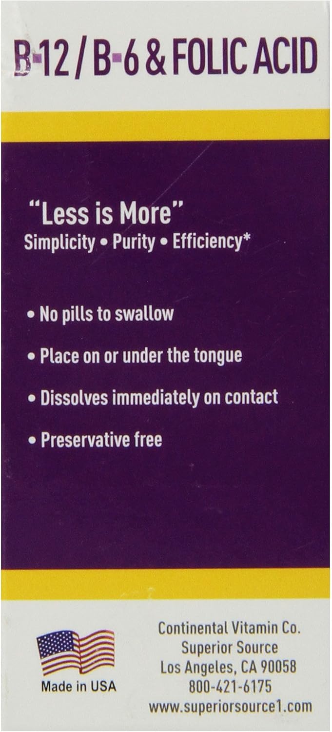 Superior Source No Shot B6/B12/Folic Acid Nutritional Supplements, 60 Count : Health & Household