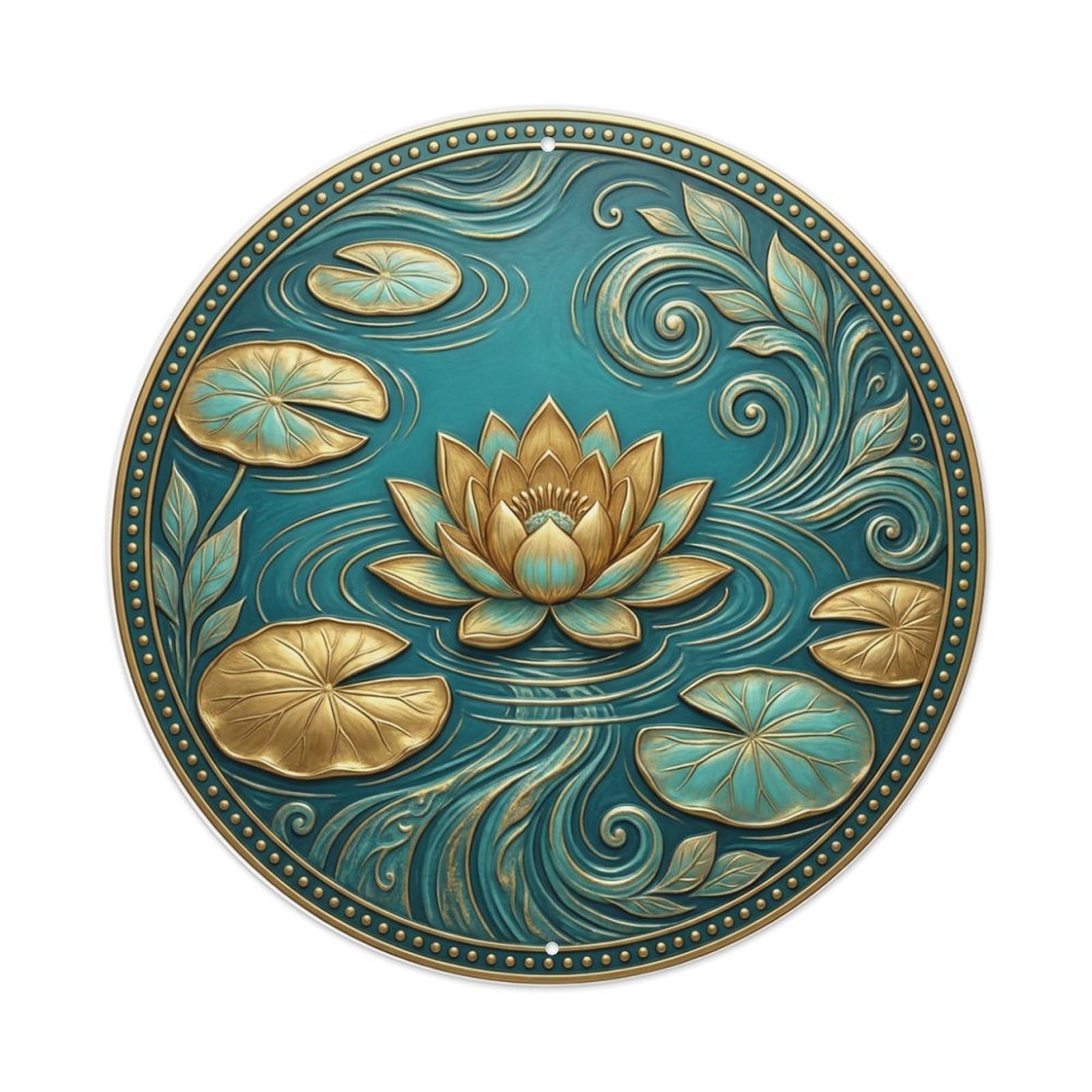 Fyrn Style Metal Tin Sign Vintage Namaste Water Lily Serenity Flower Zen Yoga