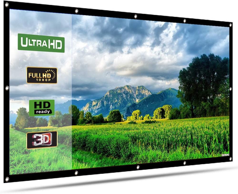 Projector Screen, LATIT 100 Inch Portable Projection Screen 16:9 Movie Screen Foldable for Indoor Outdoor Home Theater Front and Rear Projection