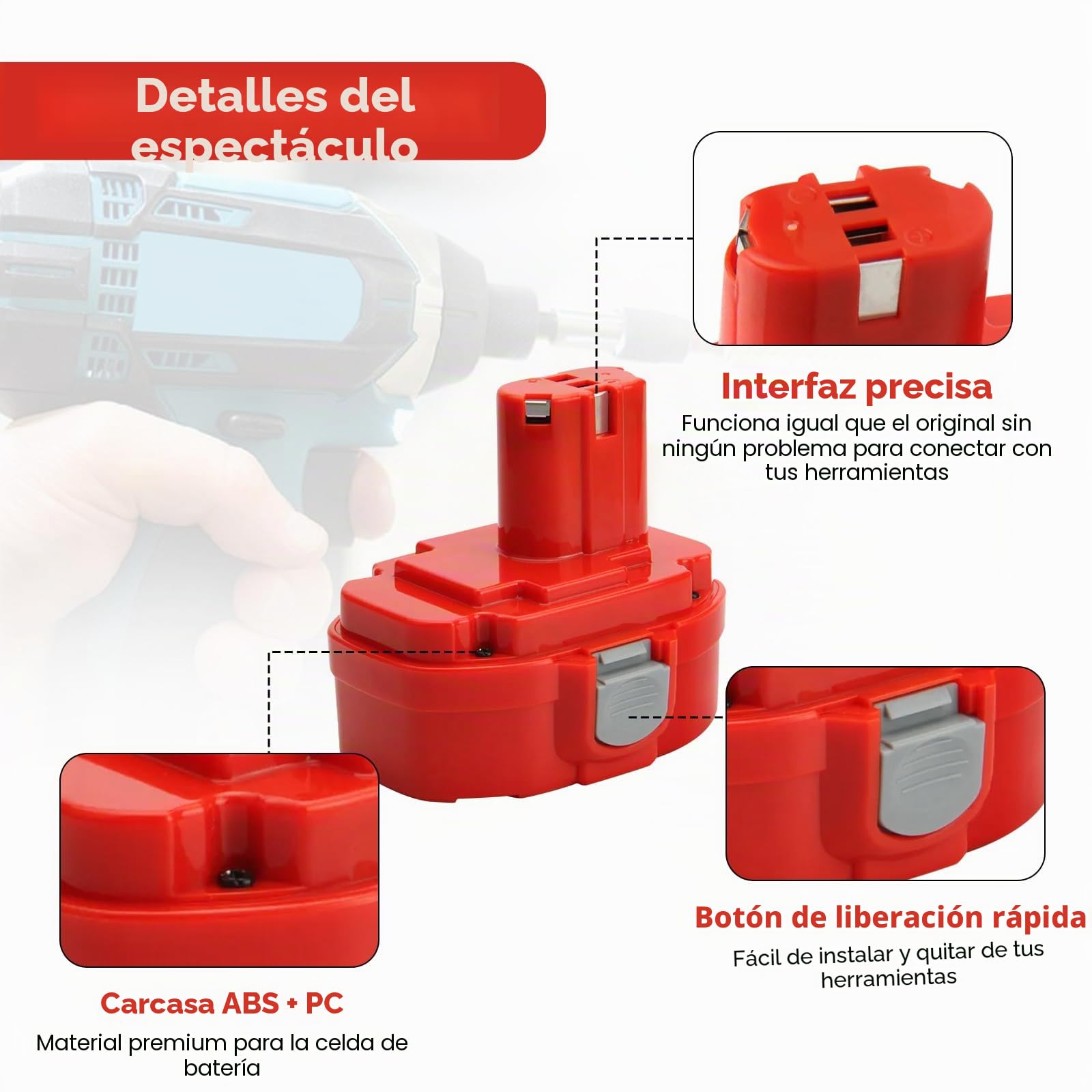 2 baterías de repuesto Ni-MH de 18 V 5000 mAh para PA18 1834 1822 1823 1835 | 8391D 192827-3 192829-9 193159-1 193102-0 192826-5