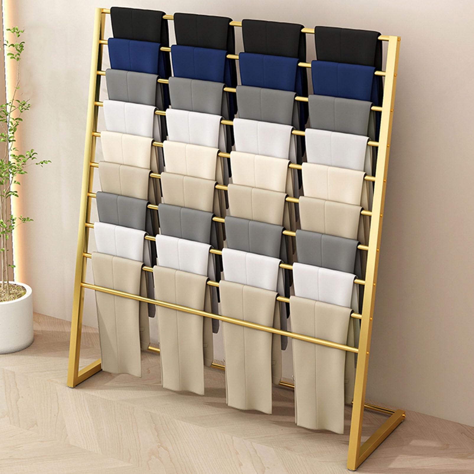 Floor Standing Scarf Display Stand, Metal Scarf Holder Accessory Organizer Rack, Clothing Retail Store Sheets Belt Hanging Rack, Garment Rack Suit Pants Hanger Shawl Organizer Towel Rack
