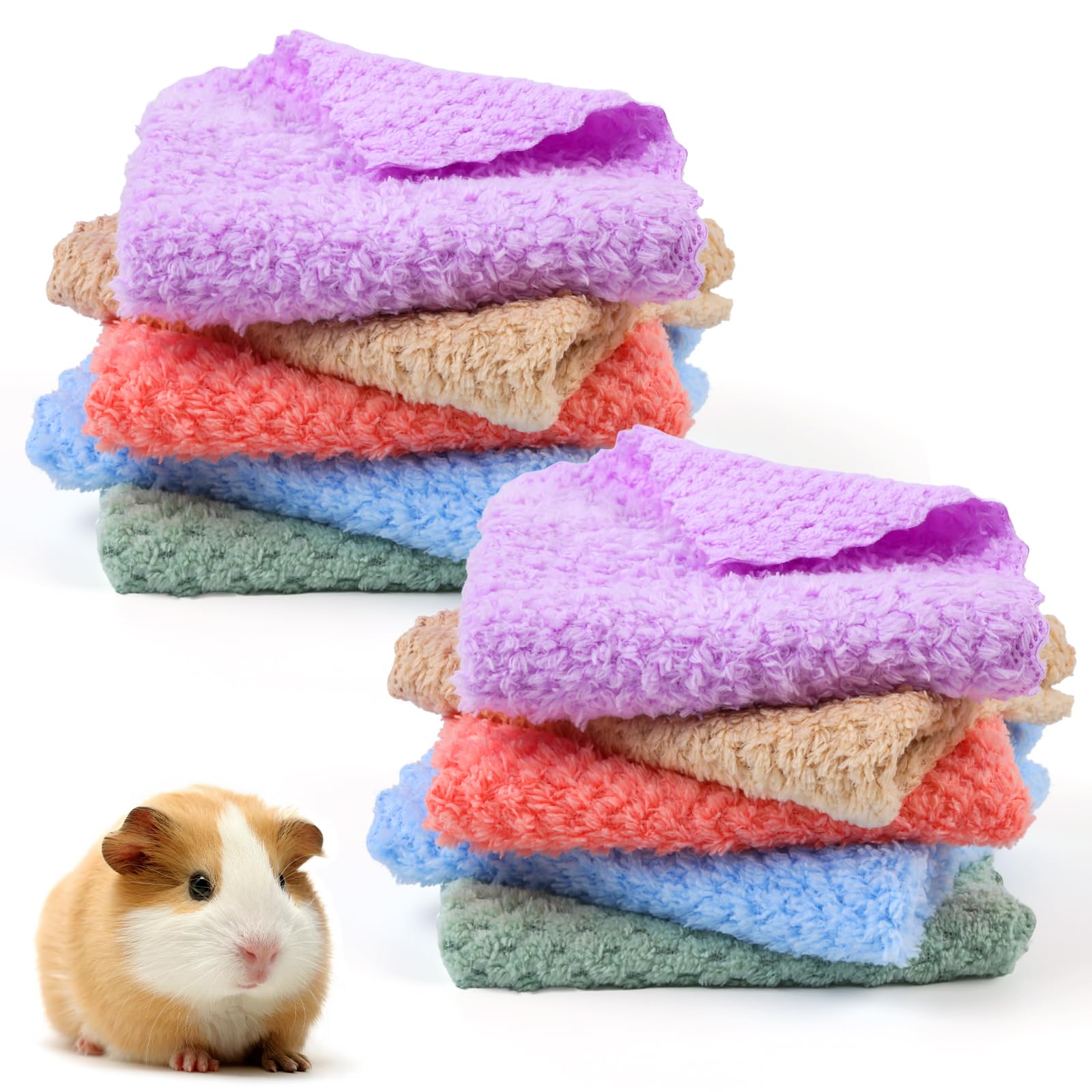Urker Guinea Pig Fleece Blanket,10 pcs Guinea Pig Bedding,Washable Pet Pee Pad,Reusable Small Animal Sleep Mat Pad Cover,Cage Liners for Hamsters, Rabbits, Hedgehogs, Puppies and Cats (12 x 12In)