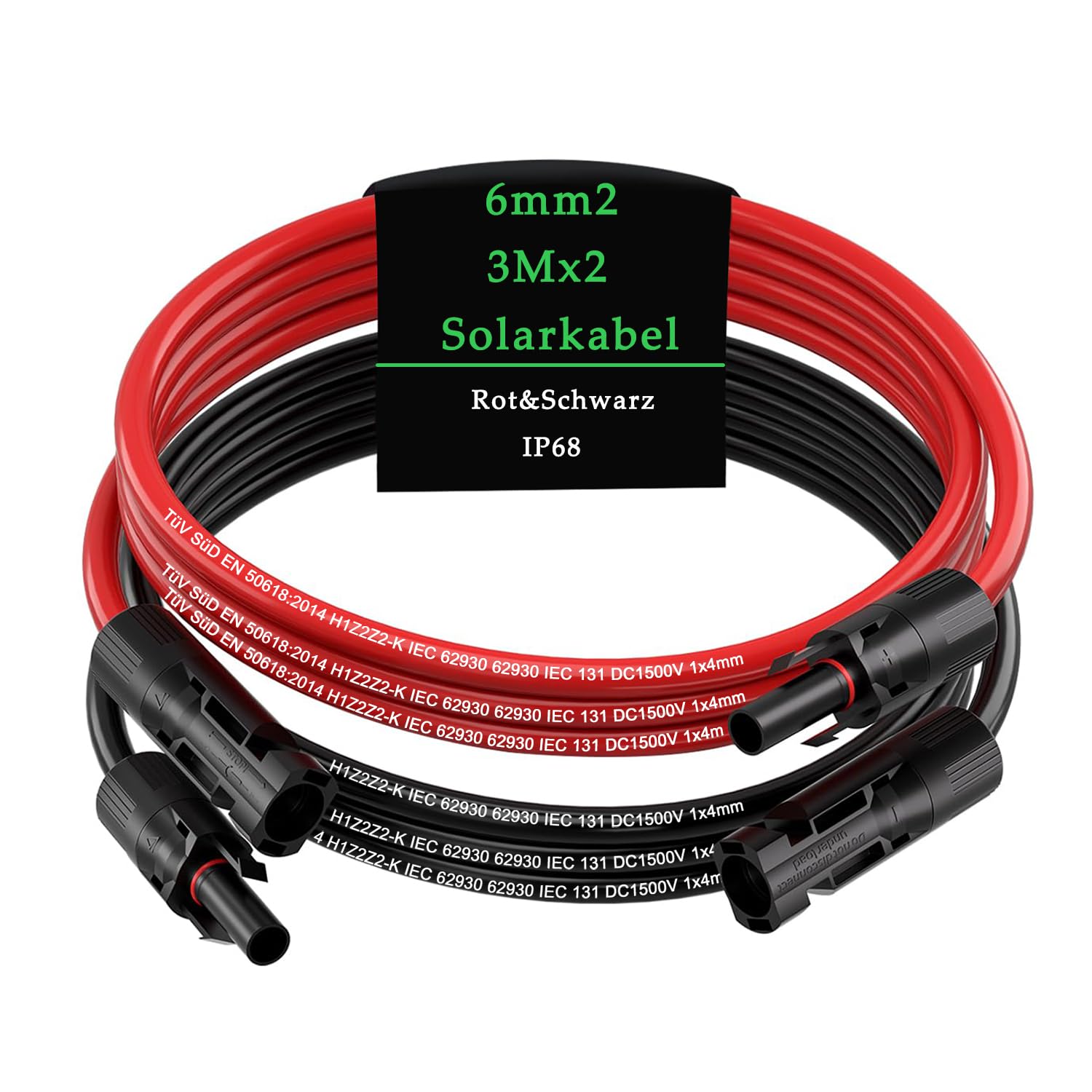 MXRPV Solarkabel 4mm²/6mm²,Solarkabel Verlängerung 2/3/5/10/15M,Tool-Free Solarverlängerungskabel, PV Kabel (4mm²2m)
