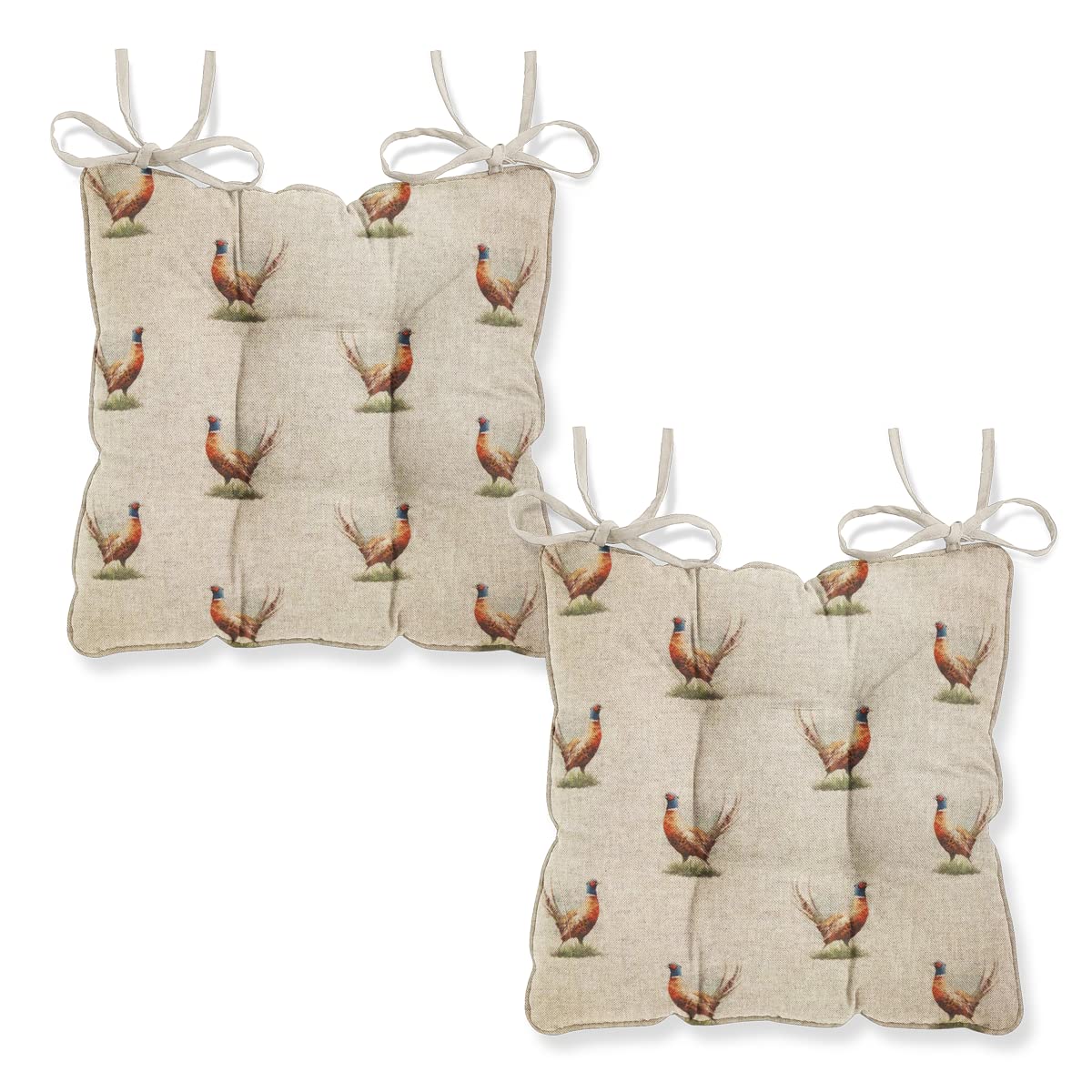 Harrison Cropper Seat Pads for Dining Chair Animal Design Chair Pads with Straps Set of 2 (Pheasant)