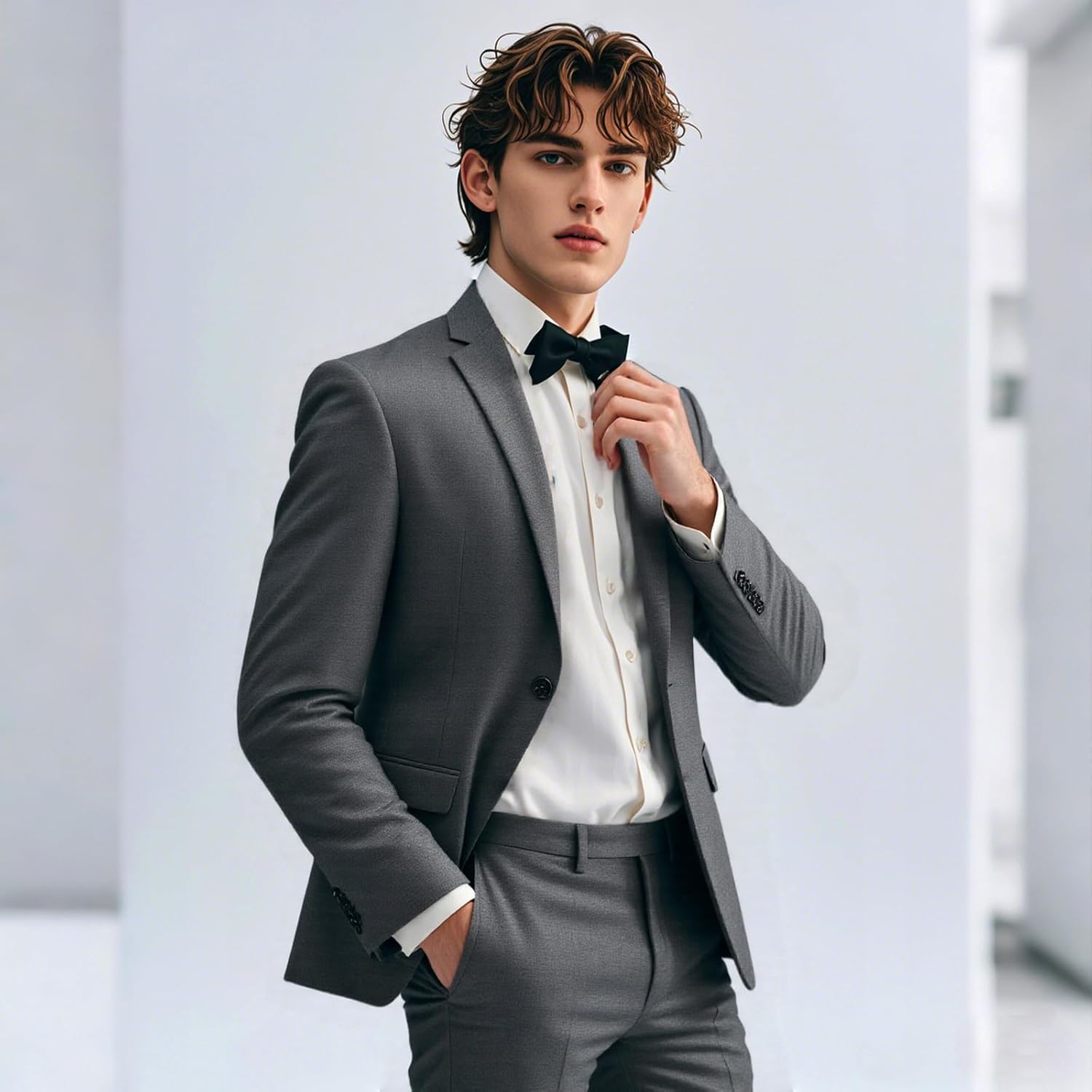 Mens Suits 2 Piece Slim Fit Casual One Button Solid Suits for Mens Business Wedding Party Jacket Blazer & Pants Set - Image 2