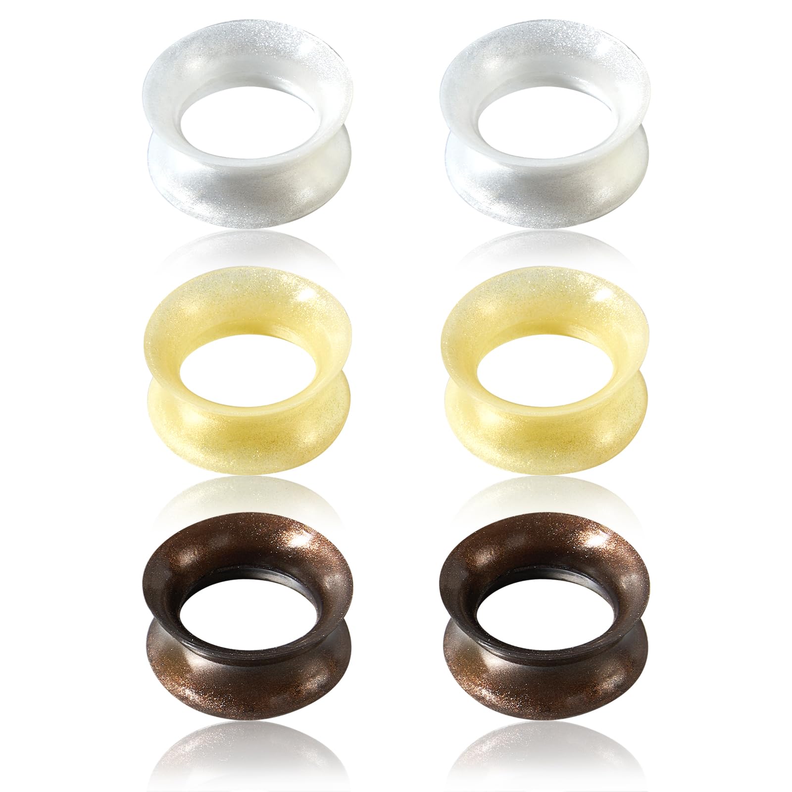 Stuppendux 3Pairs/4Pairs Silicone Flexible Ear Skin Tunnels Plugs Expanders Gauges Hollow Body Piercing 2G-1'' 6-25MM