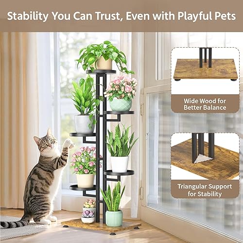 Miniatura 3 de LASZOLA Soporte Negro de 5 Niveles para Plantas de Interior, Estante de Metal Resistente de Servicio Pesado, Estantería Resistente de Múltiples