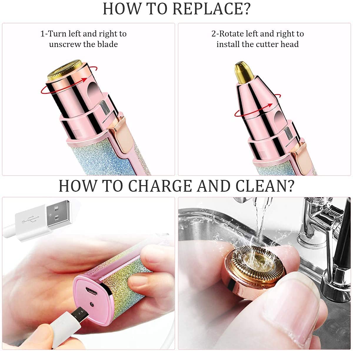Red-Rubby 2 IN 1 USB FLAWLESS TRIMMER Rainbow Runtime: 45 min Trimmer for Men & Women (Multicolor) 1