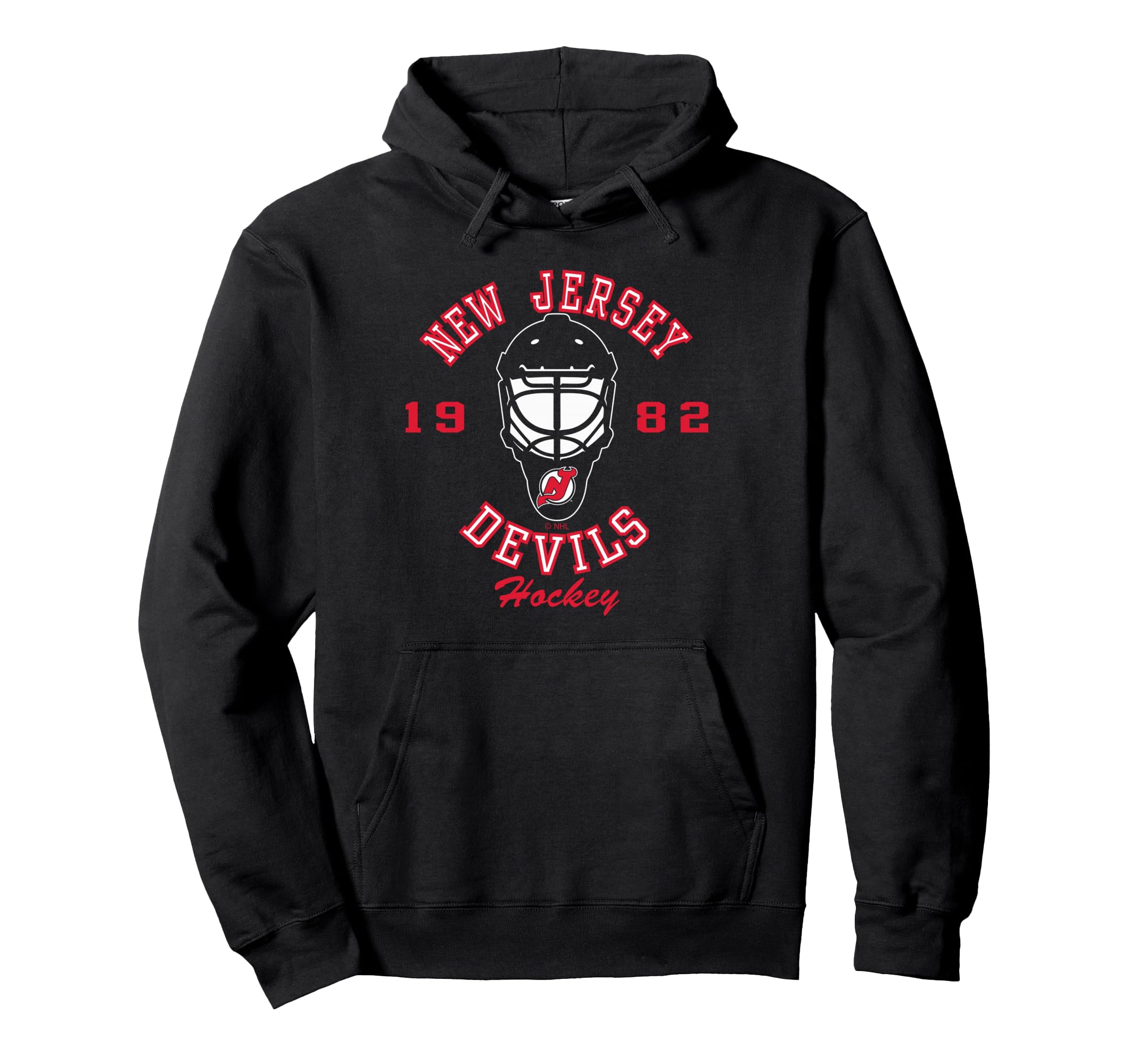 New Jersey Devils Hockey Mask Black Officially Licensed Pullover Hoodie