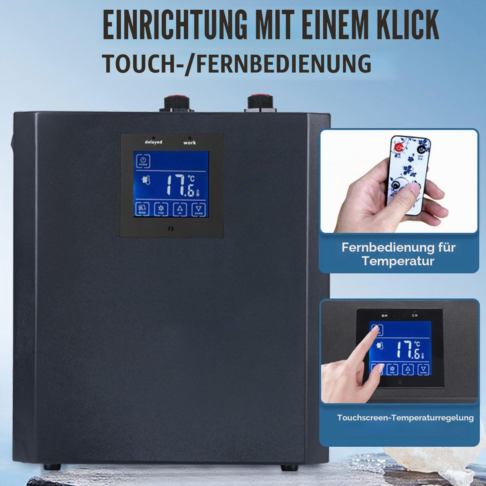 Bewinner Aquarium Wasserkühler – 1/3 Wasserkühler für Kaltes Eintauchen mit LCD-Touchscreen und 3-Modi Fernbedienung, Spezieller Leiser Design-Kühler für Eisbäder