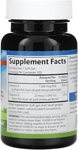 Miniatura 2 de Carlson Labs Vitamina A y D, 250001000 UI, 100 cápsulas blandas