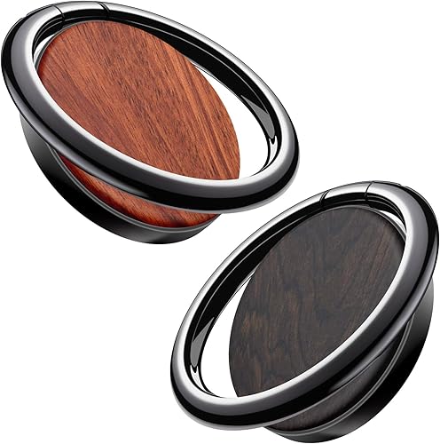 Carveit Soporte de anillo para teléfono celular con diseño de madera maciza, soporte de metal compatible con iPhone 16 Pro Max 13 14 S24 Ultra S23