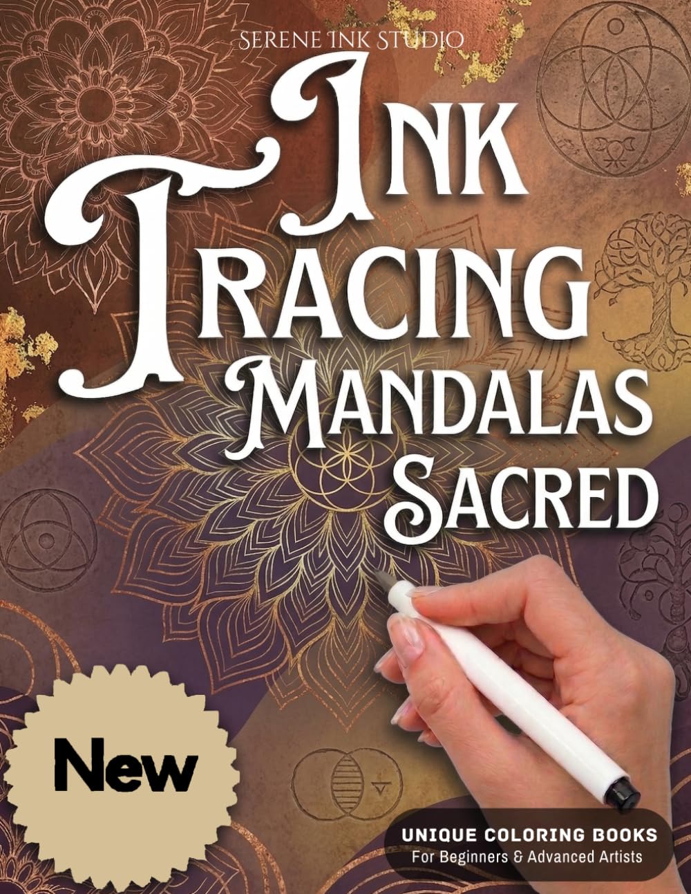 INK TRACING : MANDALAS SACRED: Draw with Pen & Ink: An Elegant Reverse Coloring Book with White Line Illustrations to Inspire Relaxation, Creativity, ... Designs (Mandala Ink Tracing Coloring Books)