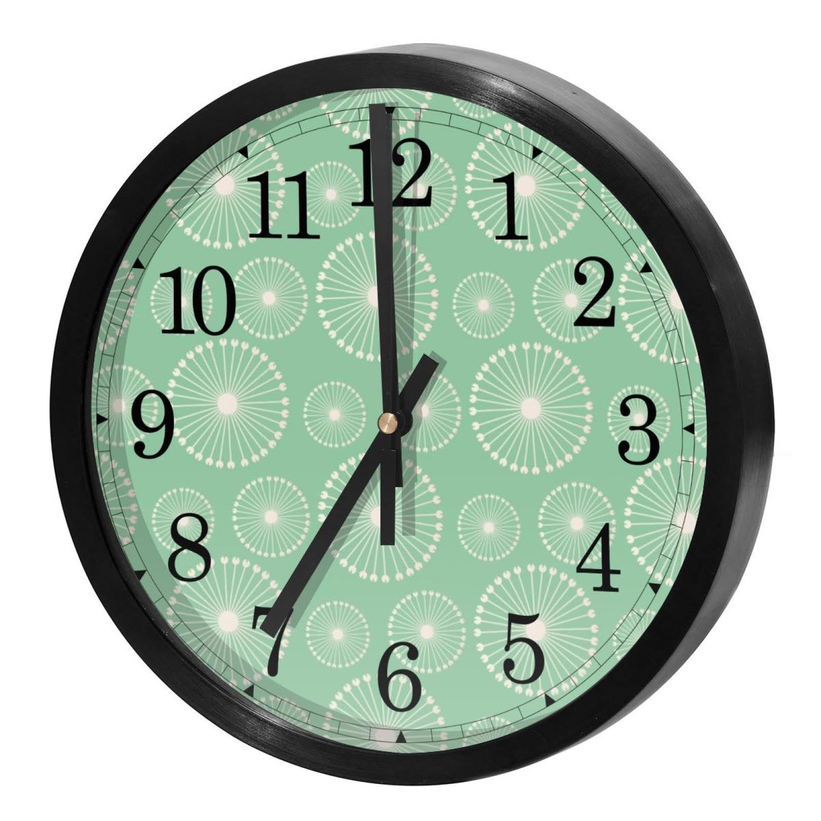 Horloge murale silencieuse à quartz ronde pour maison cuisine bureau motif pissenlit