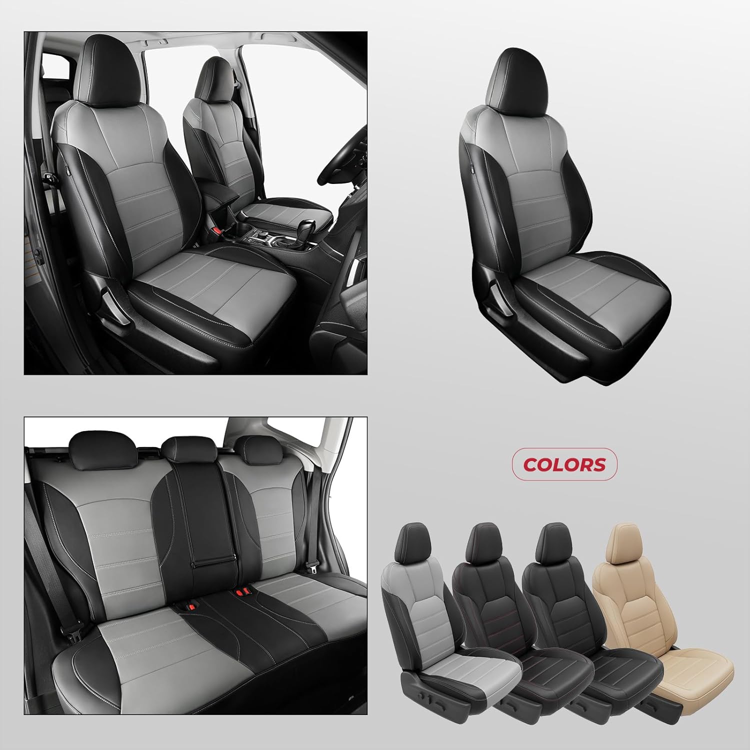 FREESOO Custom for Forester Seat Covers 2024 2023 2022 2021 2020 2019 Full Set - Luxury Waterproof Leather Seat Protector for Forester Accessories