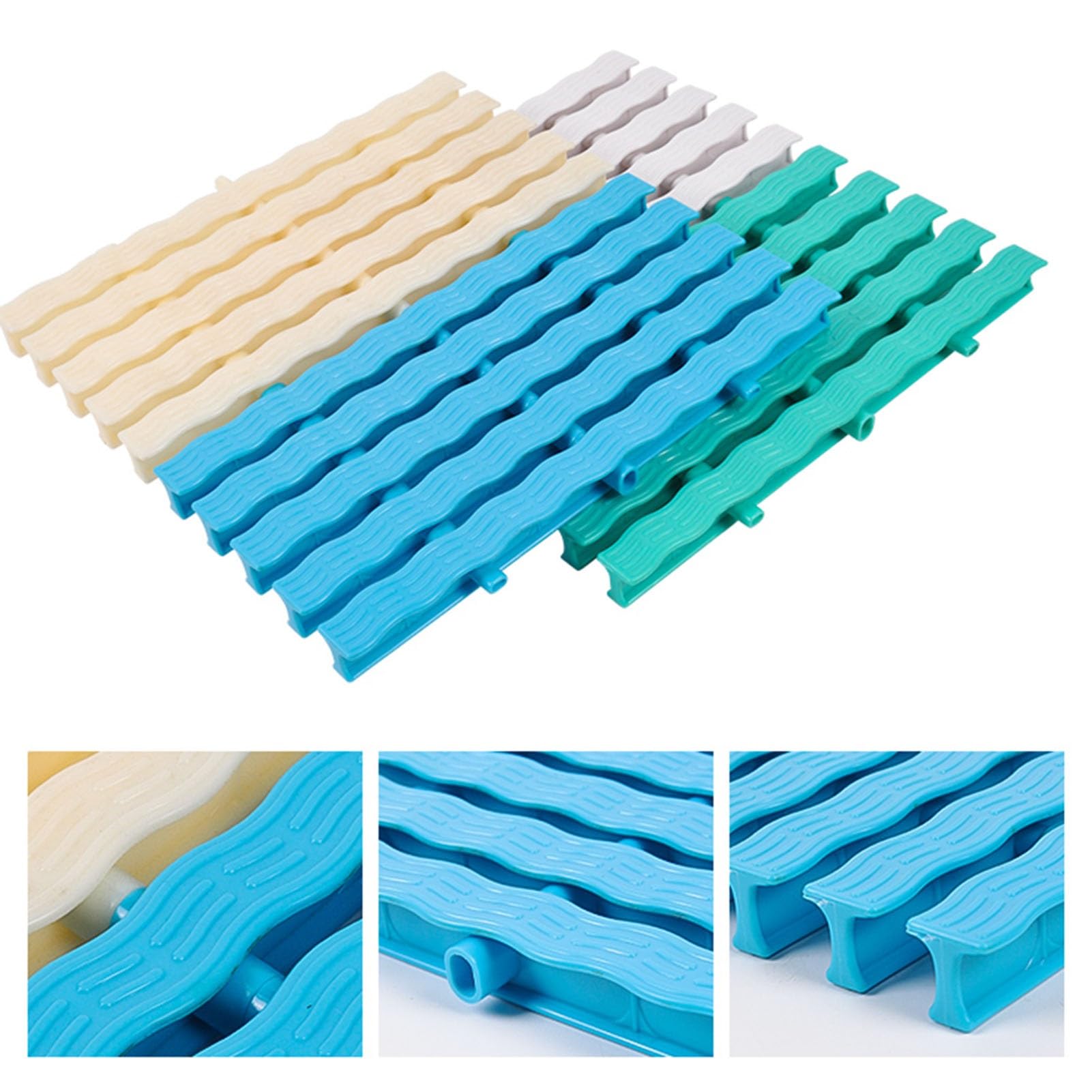 Rejillas para Piscinas, Juego de 6 Rejillas de Drenaje de plástico ABS Duradero para Piscinas, Cubiertas de desbordamiento de 30x100 cm para Drenaje de Agua de baño y Piscina, Sistema de rej