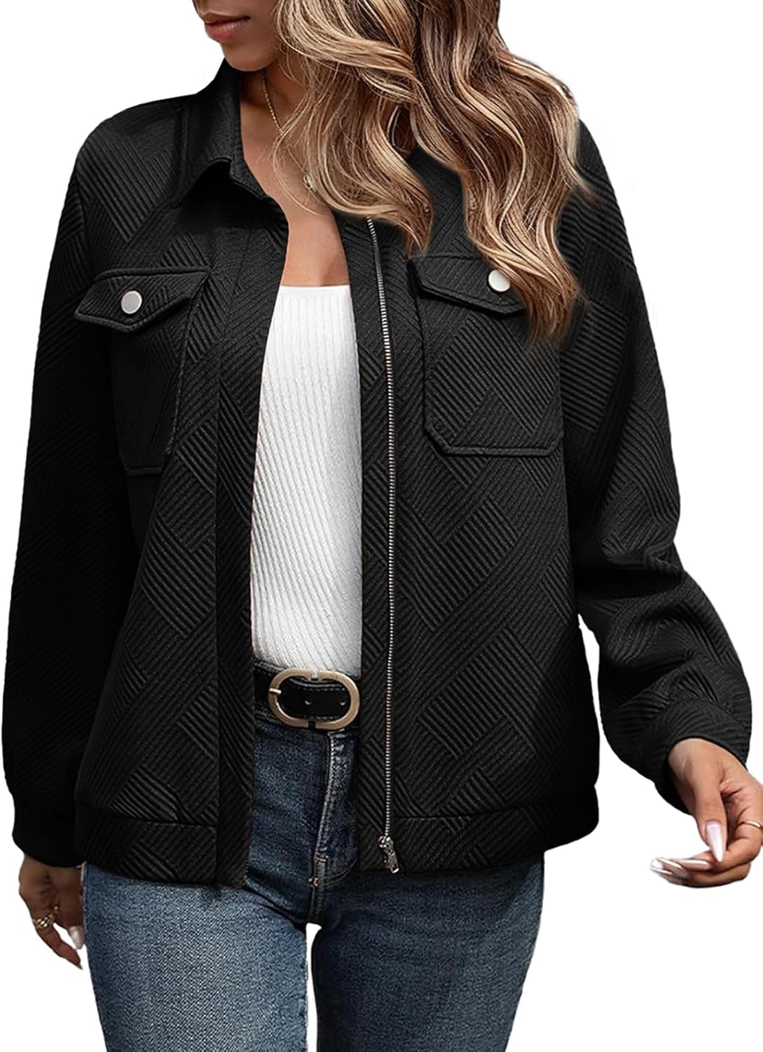 SHEWIN Jackets for Women Fall Fashion 2024 Casual Zip Up Shacket Jacket Lightweight Long Sleeve Shirts Tops SHEWIN Jackets for Women Fall Fashion 2024 Casual Zip Up Shacket Jacket Lightweight Long Sleeve Shirts Tops