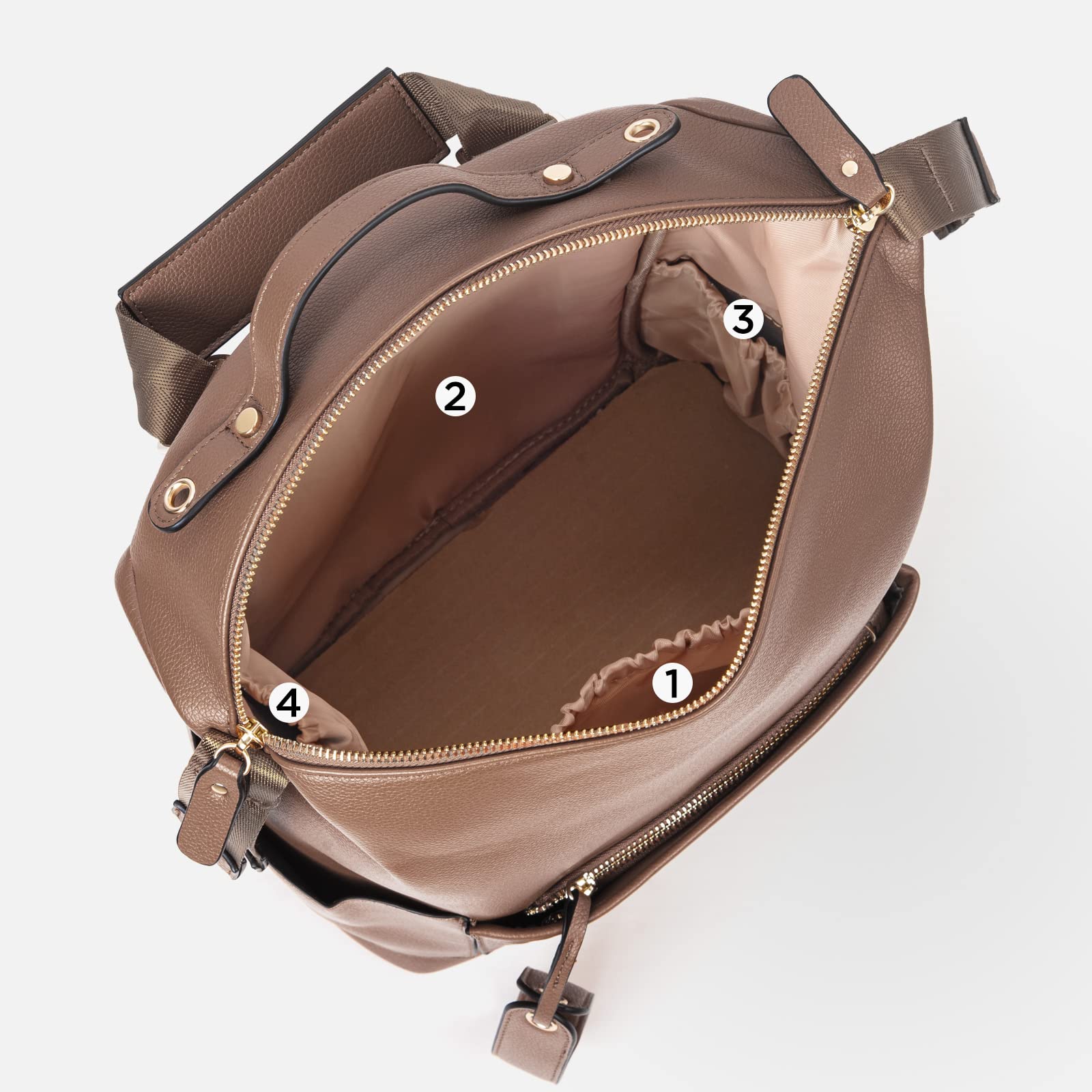 Minsong Fashion Diaper Bag Backpack, Leather Diaper Bags Organizer With Changing Station, Travel Diaper Backpacks for Mom Dad