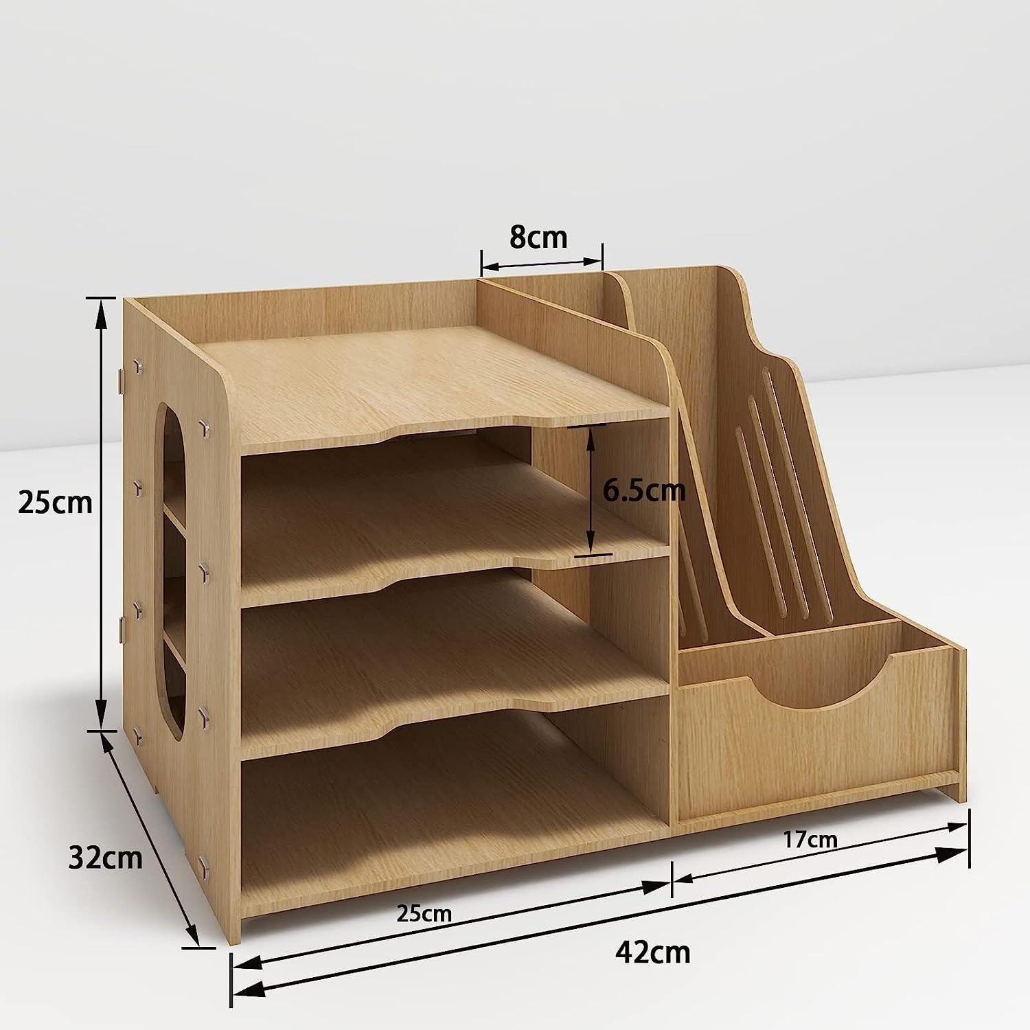 PUNCIA A4 Dokumentenablage Ablagefächer aus Holz Briefablage Papierablage | Schreibtisch Datai Organizer Ablagesystem Aktenaufbewahrung Dokumentenhalter für Büro Arbeitszimmer Schule Office