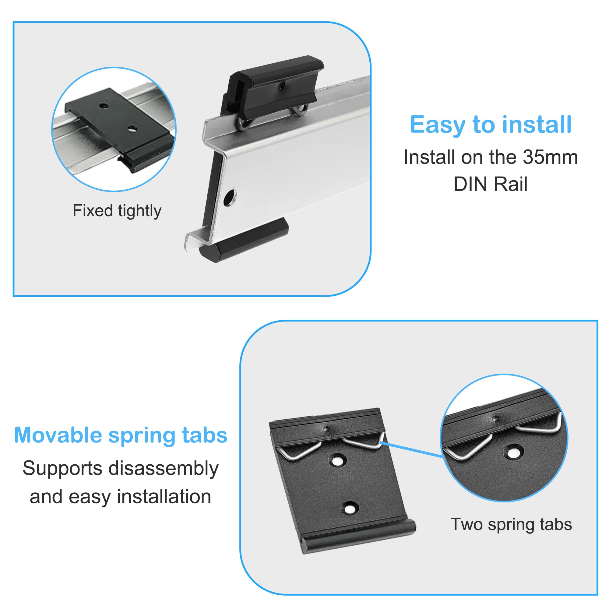 Lot de 6 supports de montage sur rail DIN universel de 4,2 cm de large fixés sur un rail DIN universel de 35 mm fermement en alliage d'aluminium pour commutateur Ethernet