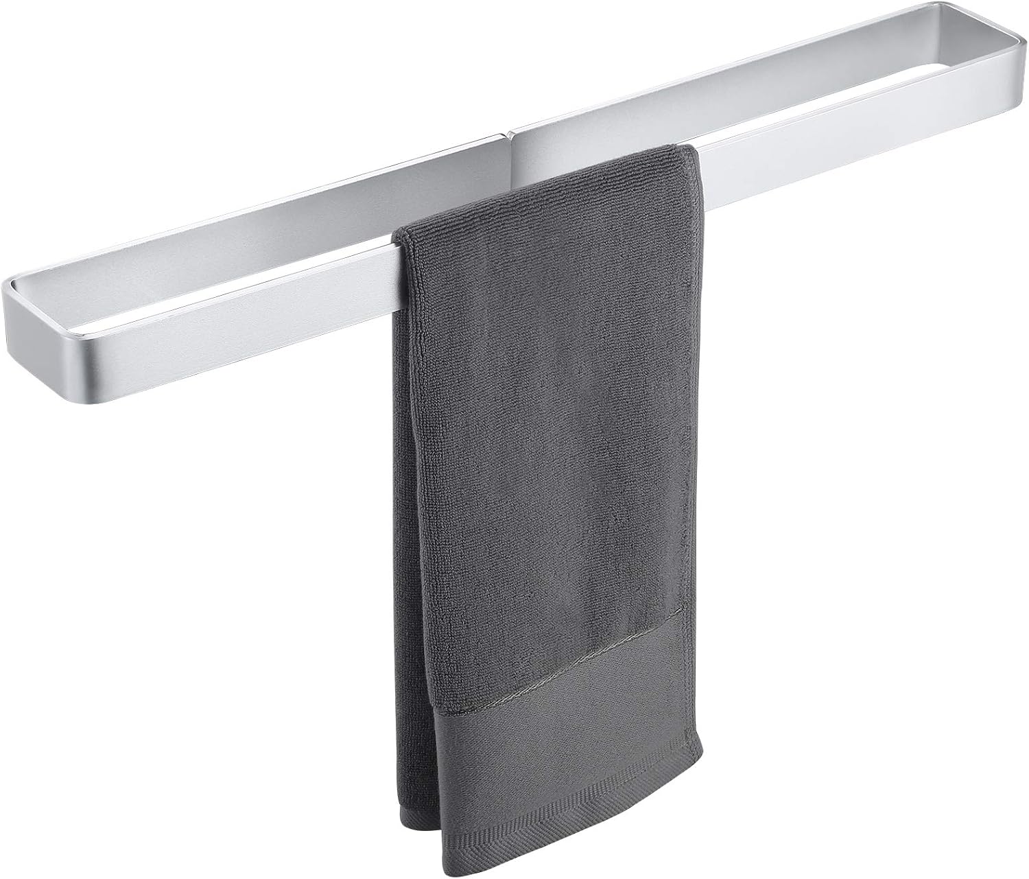 KES Toallero de Baño sin Taladro Toallero de Barra Pared 60cm Toallero Aro Adhesivo Aluminio Plata, BTH402S60