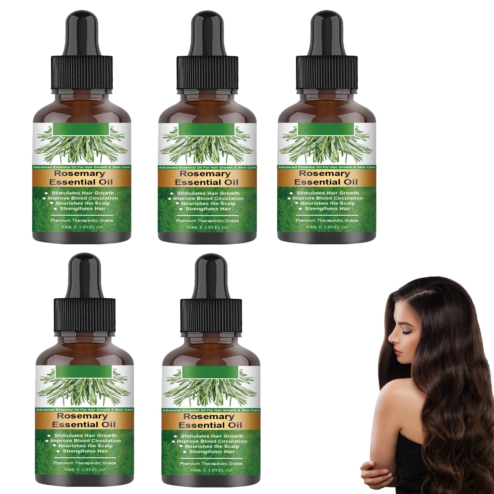 Pelo de agua de romero, aceite de romero nutre el cabello acelerar el crecimiento del cabello del cuero cabelludo, repara el cabello/cejas y pestañas seco y dañado, adecuado para mujeres y hombres (5