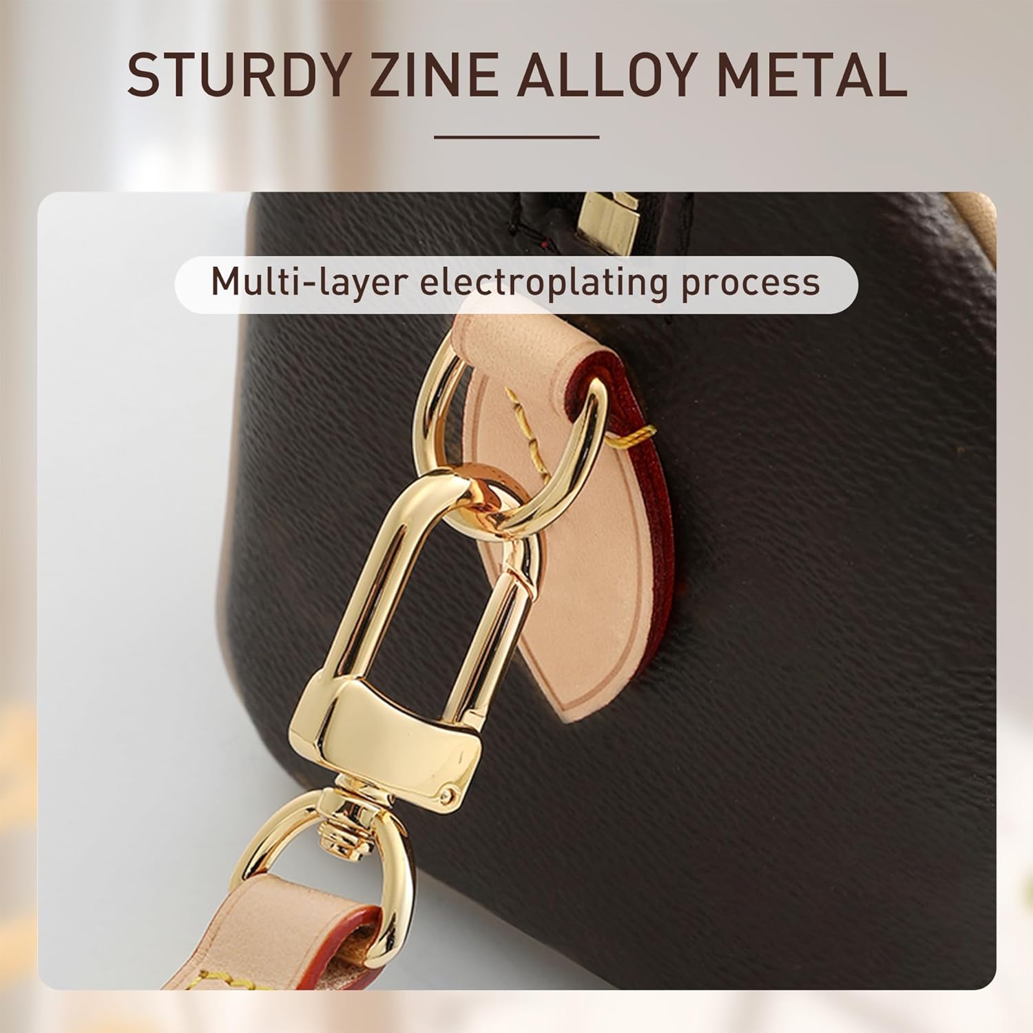 Doxo Genuine Vachetta Leather Shoulder Strap Purse Straps Replacement for L V Pochette Boulogne Pouchette Montaigne Bags, Handbag Short Thin Straps, Not Adjustable L 23.62''/60cm,W 0.39''/1cm, Beige - Image 6