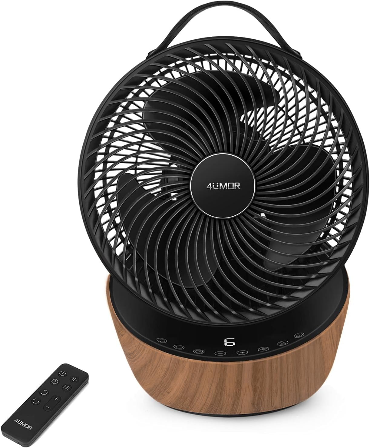4UMOR Ventilateur Ultra Silencieux 20dB avec Télécommande 1823m³/h Moteur DC 12 Vitesses 8h Minuterie 3D Oscillation Turbo Ventilateur de Table Circulateur d’Air pour Bureau Chambre, Noir