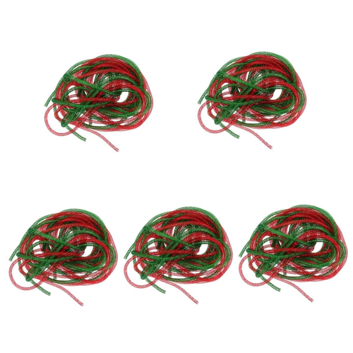 Angoily 5 Pezzi Strisce Tubi Rete Nylon per Ghirlande Natalizie Fai da Te Materiali DIY per Fiocchi e Decorazioni Festive Rosso e Verde Accessori per Party e Casa