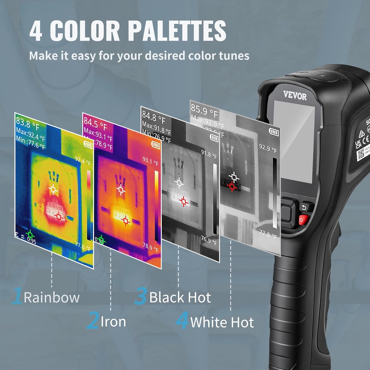 VEVOR Thermal Imaging Camera, 240x180 IR Resolution with 2MP Visual Camera, 20Hz Refresh Rate Infrared Camera with -4℉~1022℉ Temperature Range, 64G Built-in SD Card and Rechargeable Li-ion Battery