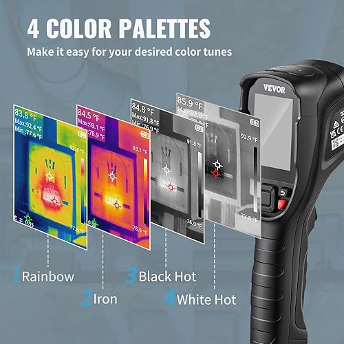 Miniatura 39 de VEVOR Cámara de imágenes térmicas, resolución de 320 x 240 píxeles con cámara visual de 2 MP, cámara infrarroja de frecuencia de actualización de 25