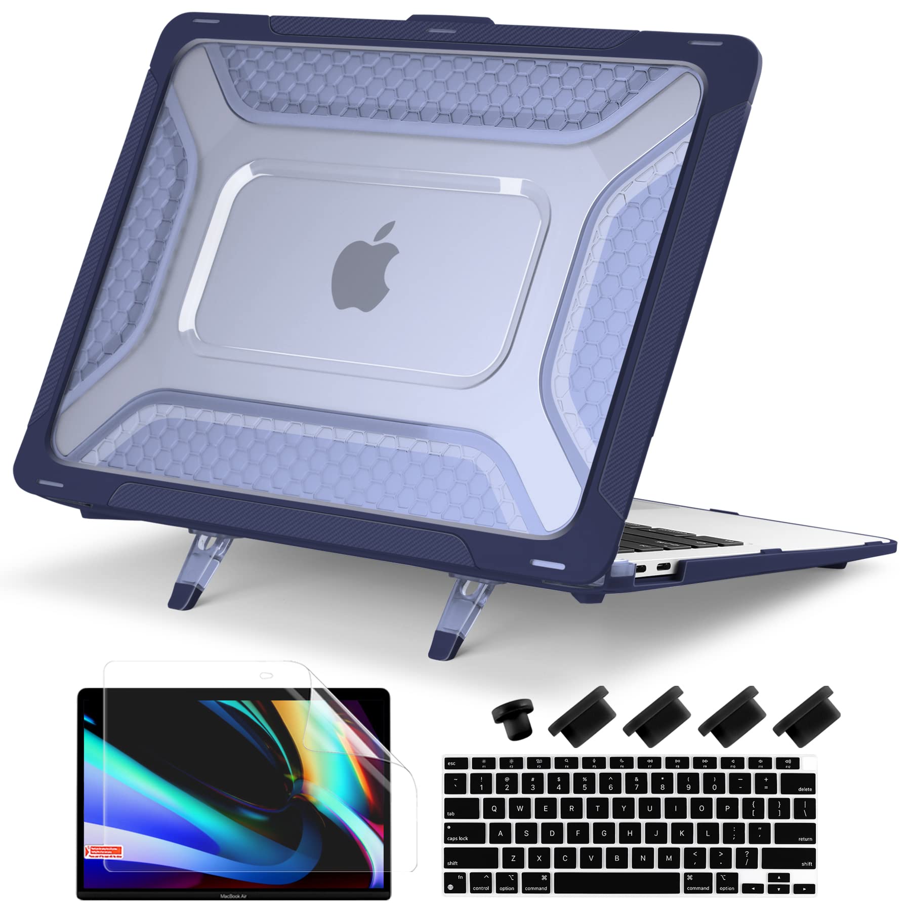 Batianda HexArmor Case for MacBook Air 13 Inch 2018-2020, Navy Blue