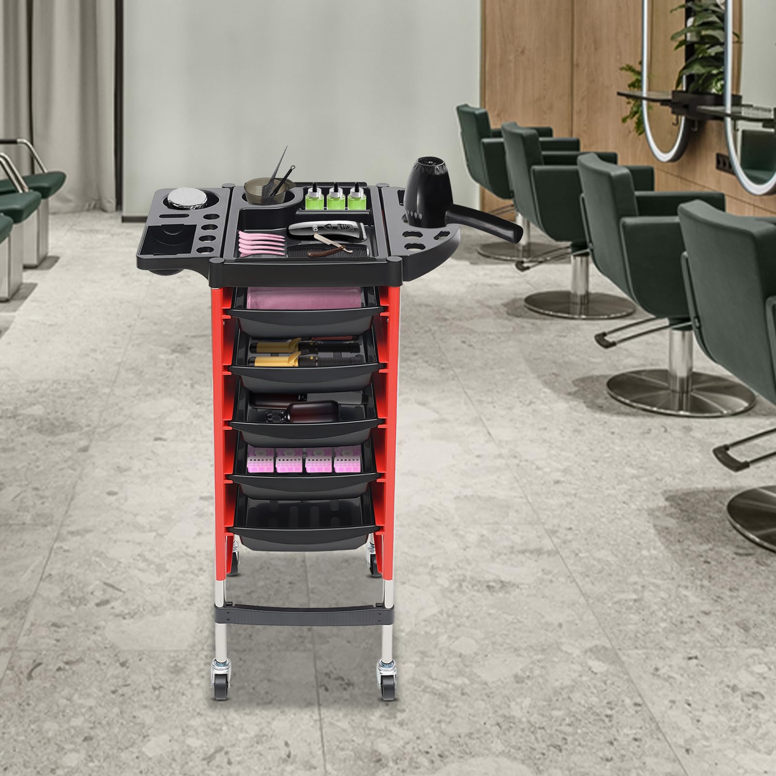 5 Cassetti Carrelli,Carrello Per Parrucchiere Carrello Di Servizio Carrello Da Lavoro Carrello Tablet Acconciatura a Roulette,per Centri Di Bellezza,Saloni,Truccatori,Parrucchieri
