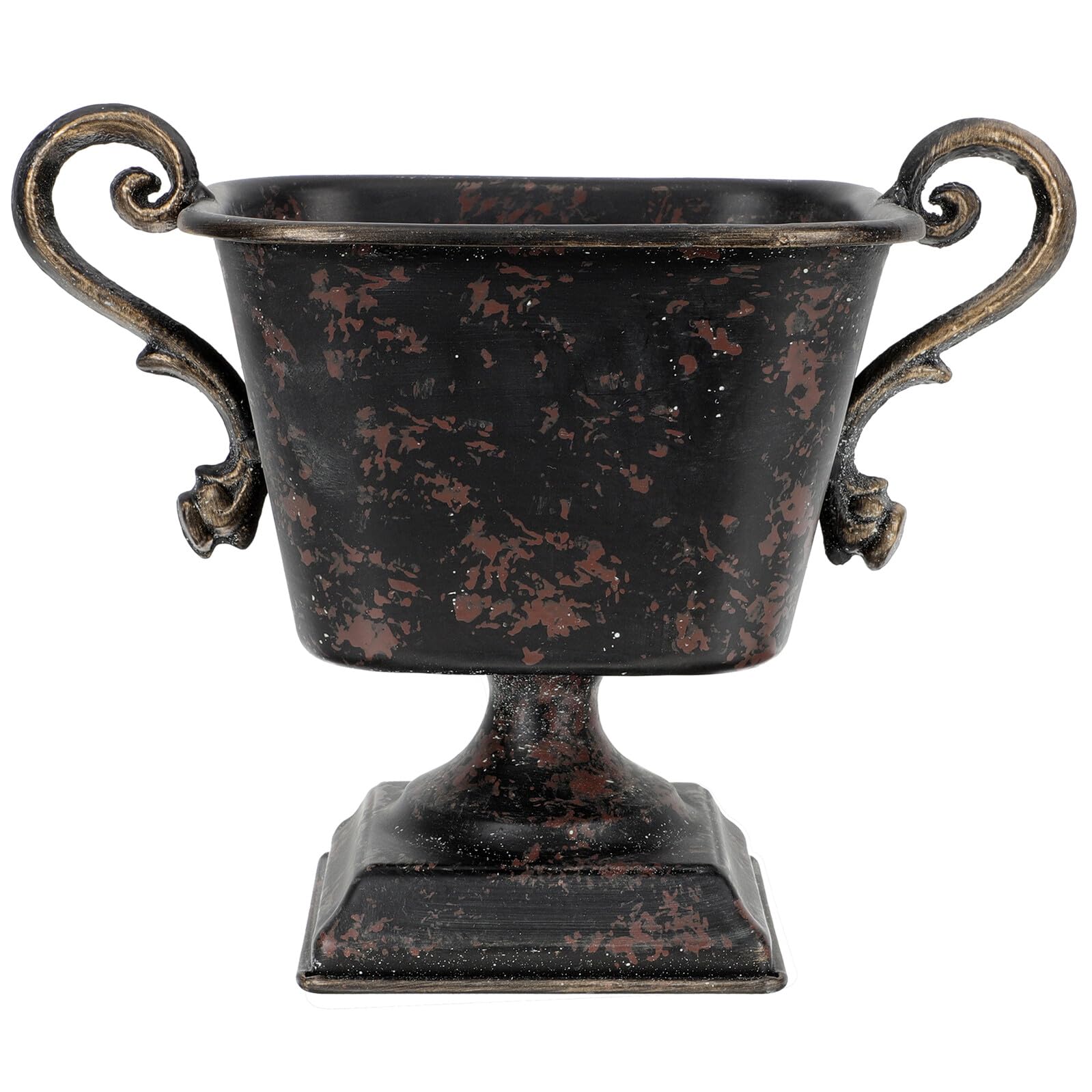 Vase esthetique interieur metal patine or et noir finition artisanale haut de gamme