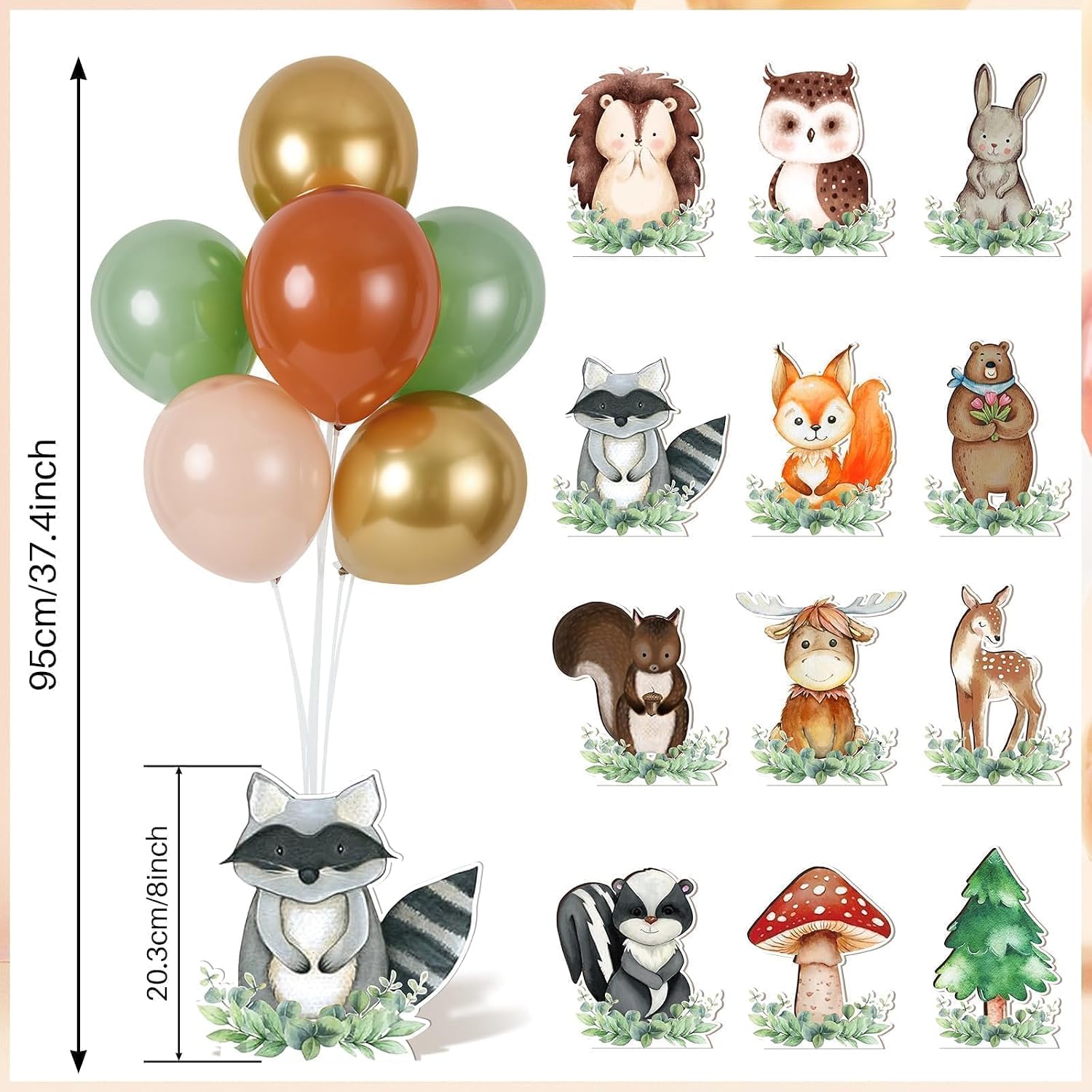 12 Sets Woodland Baby Shower Balloon Stand Kit for Table Safari Baby Shower Centerpiece Decorations with Balloon for Gender Reveal Birthday Party Photo Props Supplies image 4