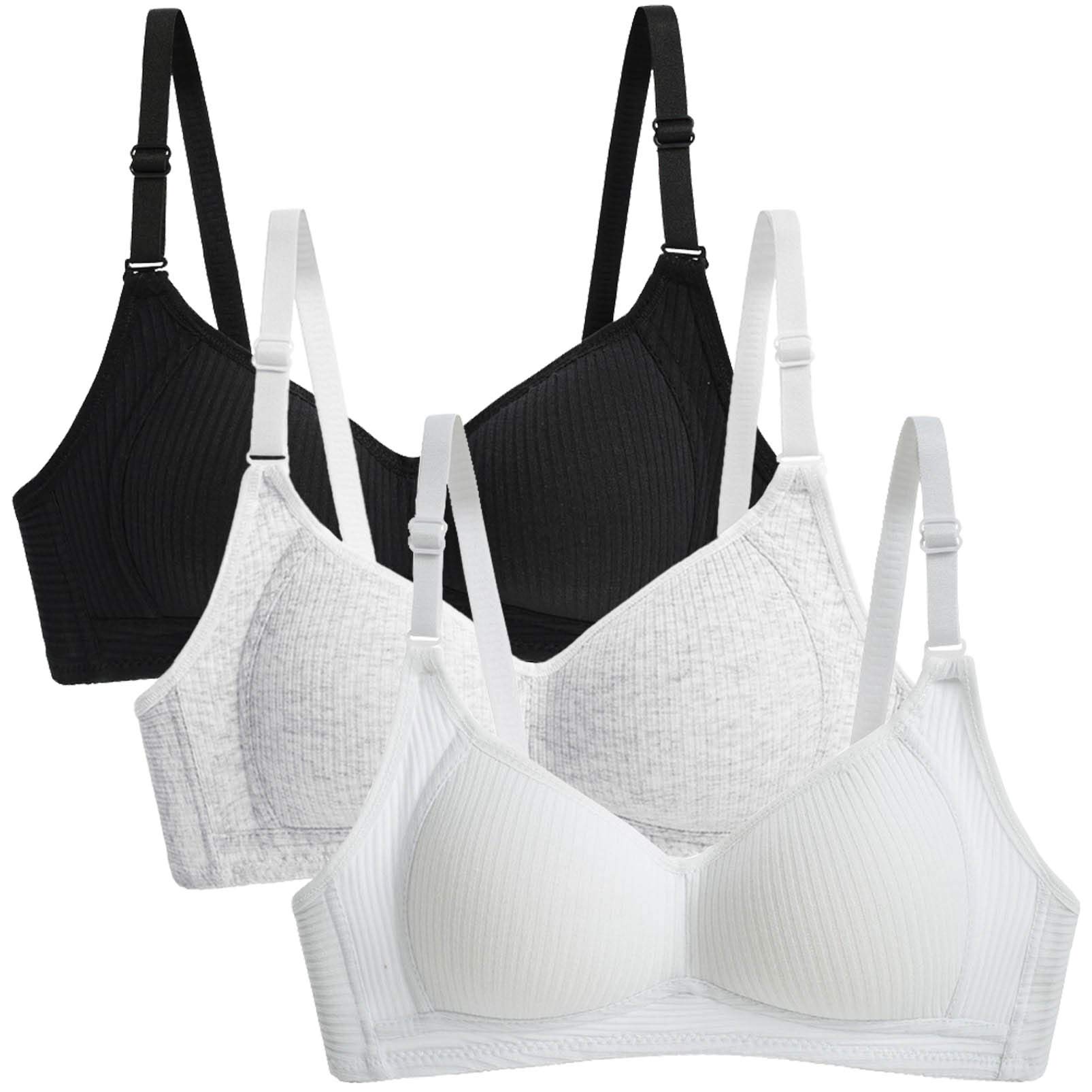 Big Girls' 6 Packs Seamless Training Bras Wireless Lightly Padded Sport Bralette for Teen Girl's