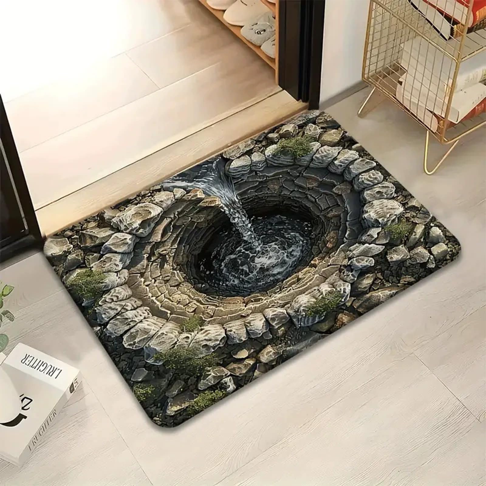 3D Hole Rug, Rugs That Look like a Hole, Trap 3D Rugs Optical Illusion Bottomless Non-slip Doormat, Optical Illusion Rug for Door Entrance, Bathroom, Stairs, Playroom, Living Room (A13,80*120cm)